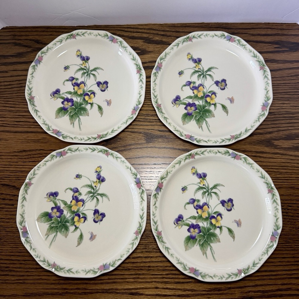Noritake Porcelain Conservatory Gala Cuisine 4Pc 8 1/4" Salad Plates 1991-1997